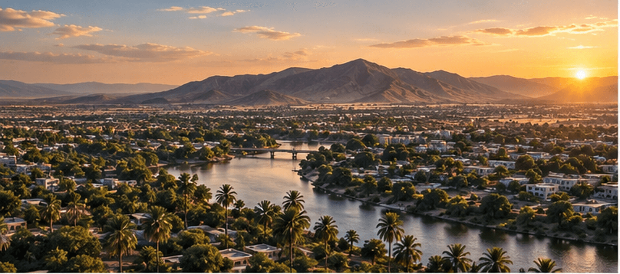 Aerial view of Beledweyne at sunset
