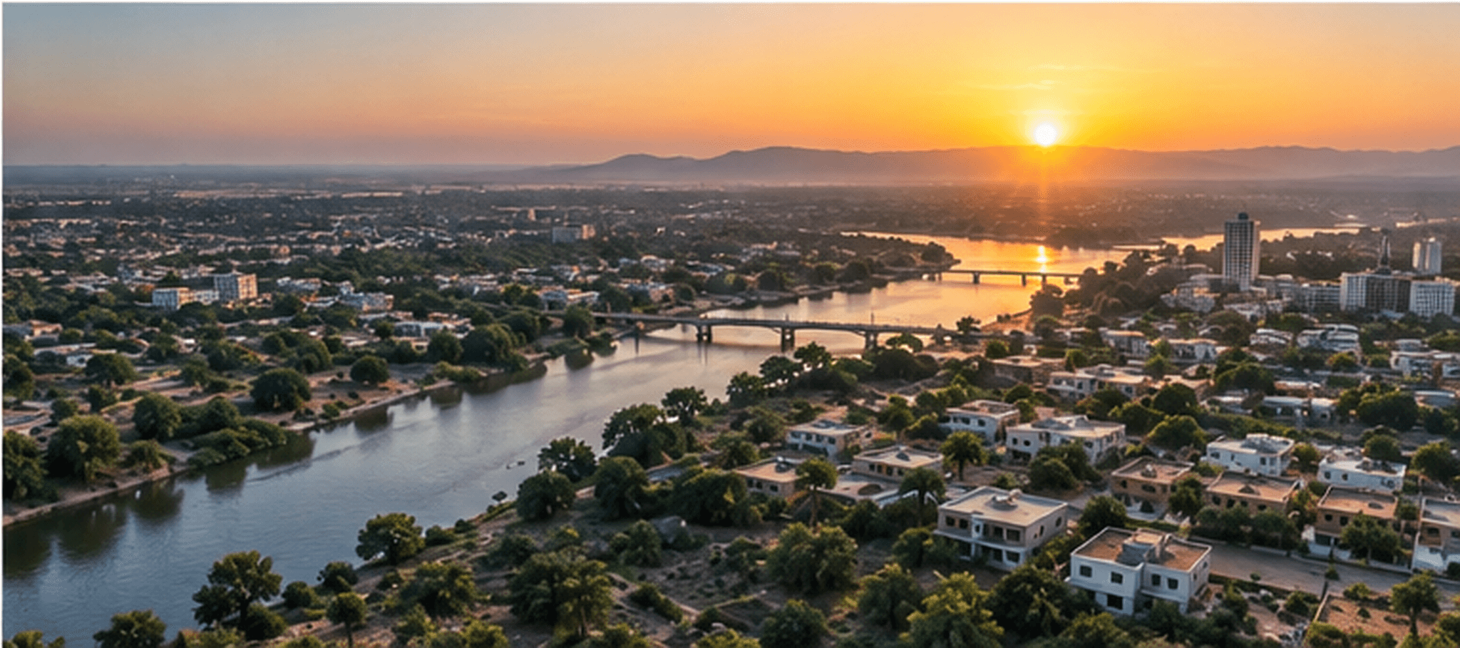 Aerial view of Beledweyne at sunset